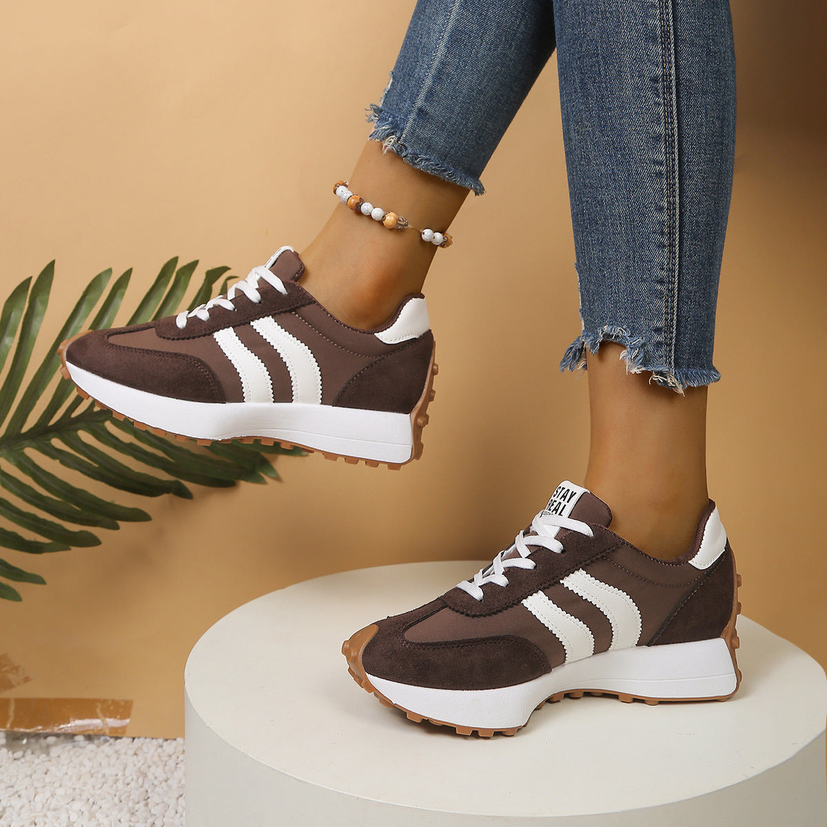 Women's Retro Striped Casual Sneakers
