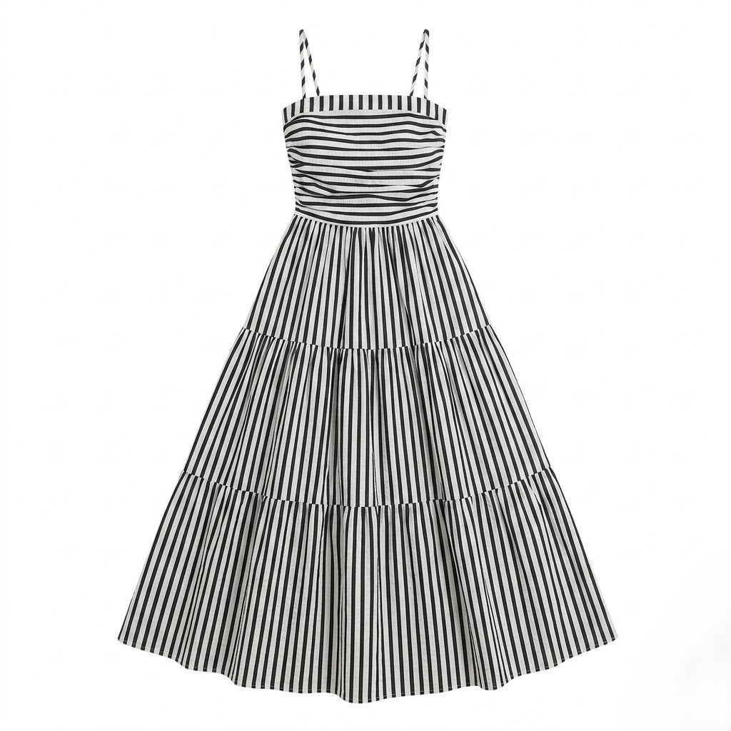 aurmuse™ Serene Striped Maxi Dress - Coastal Ruched Camisole Gown 🏖️