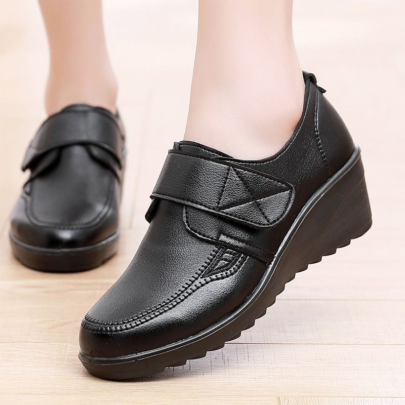 ⏰Limited Time Sale 50% OFF - Comfortable Leather Wedge Shoes with Secure Velcro Strap
