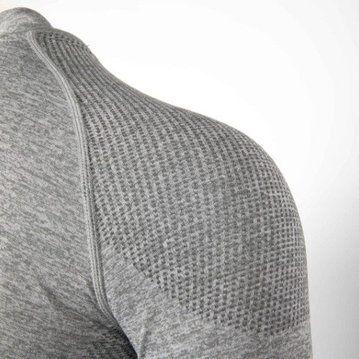 Seamless Muscle-Fit Long Sleeve Gym Top | Physique-Enhancing Jacquard Knit Training T-Shirt | Quick-Dry Activewear for Men