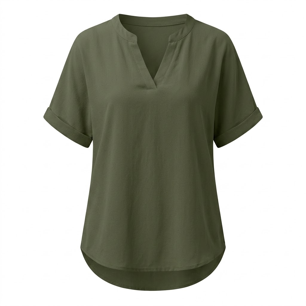 🌿 Effortless Elegance V-Neck Short Sleeve Blouse - Lightweight Comfort for Every Occasion ✨