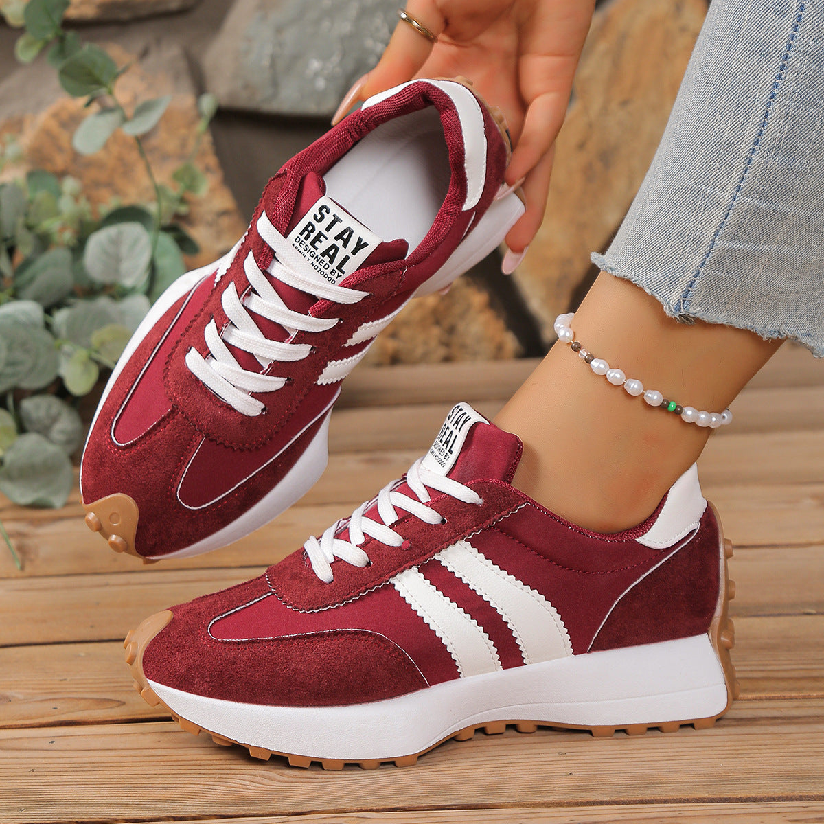 Women's Retro Striped Casual Sneakers