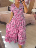 Elegant Women's V-Neck Printed Dress
