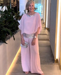 Women's Elegant Chiffon Sequin Two-Piece Pant Set