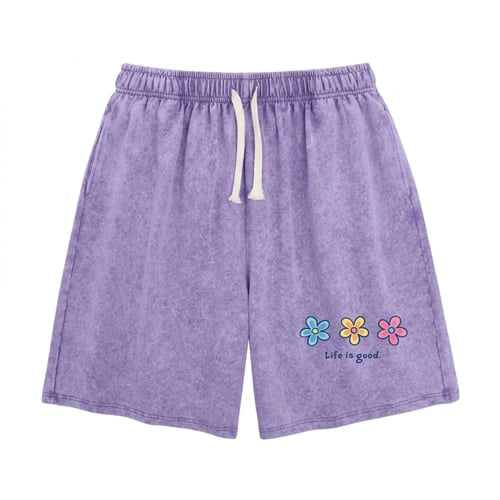 Women's Soft Polyester Blend Washed Floral Shorts, Casual Summer Travel Streetwear Bottoms