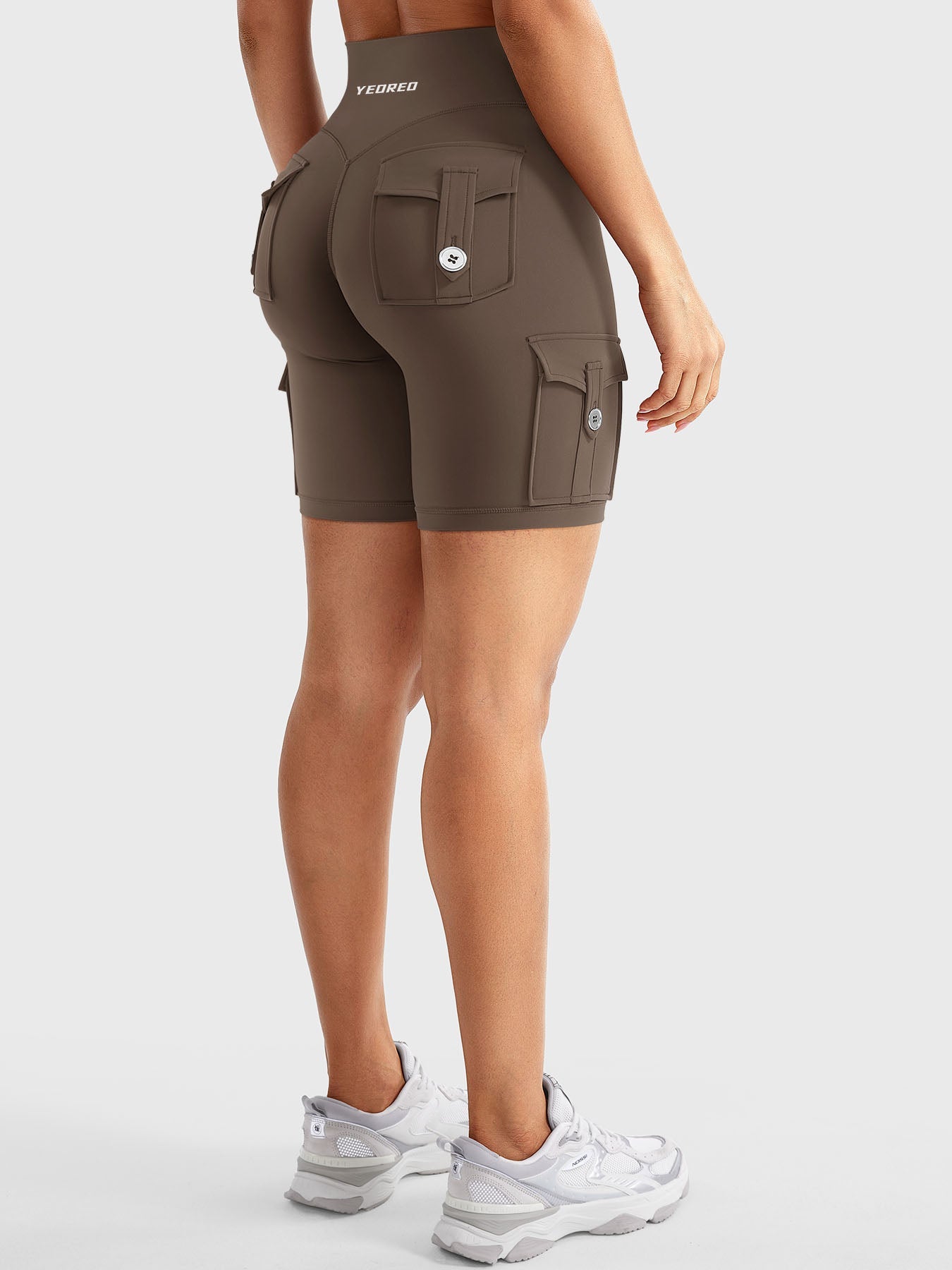 High Waist Cargo Yoga Shorts – Button Pockets, Butt Lift &amp; Ultra-Breathable