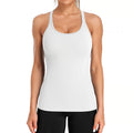 Ribbed Workout Tank Tops for Women with Built in Bra Tight Racerback Scoop Neck Athletic Top