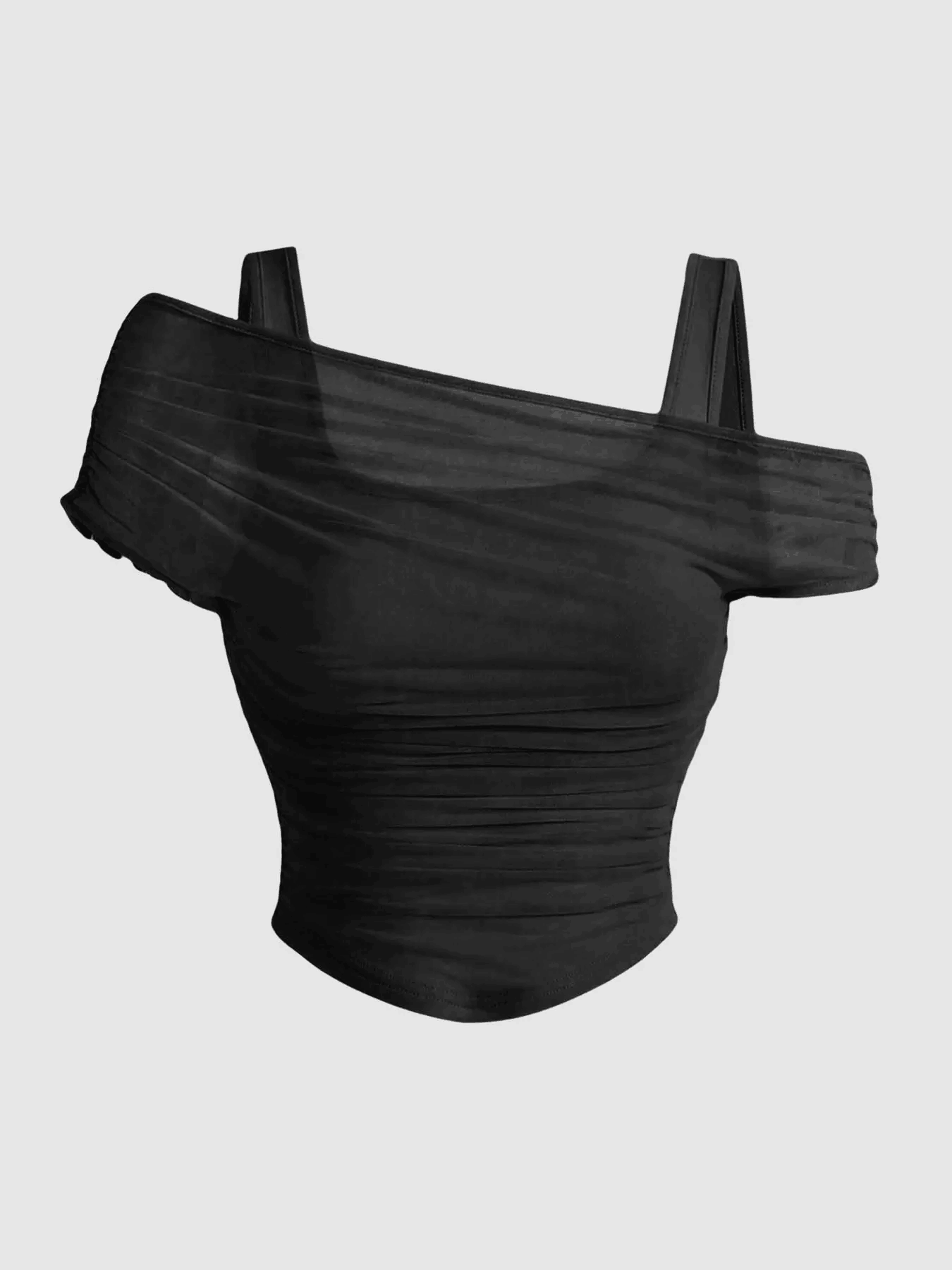 ✨ Elegant Mesh Ruched Strap Top - Your Perfect Date Night & Urban Chic Essential 🥂