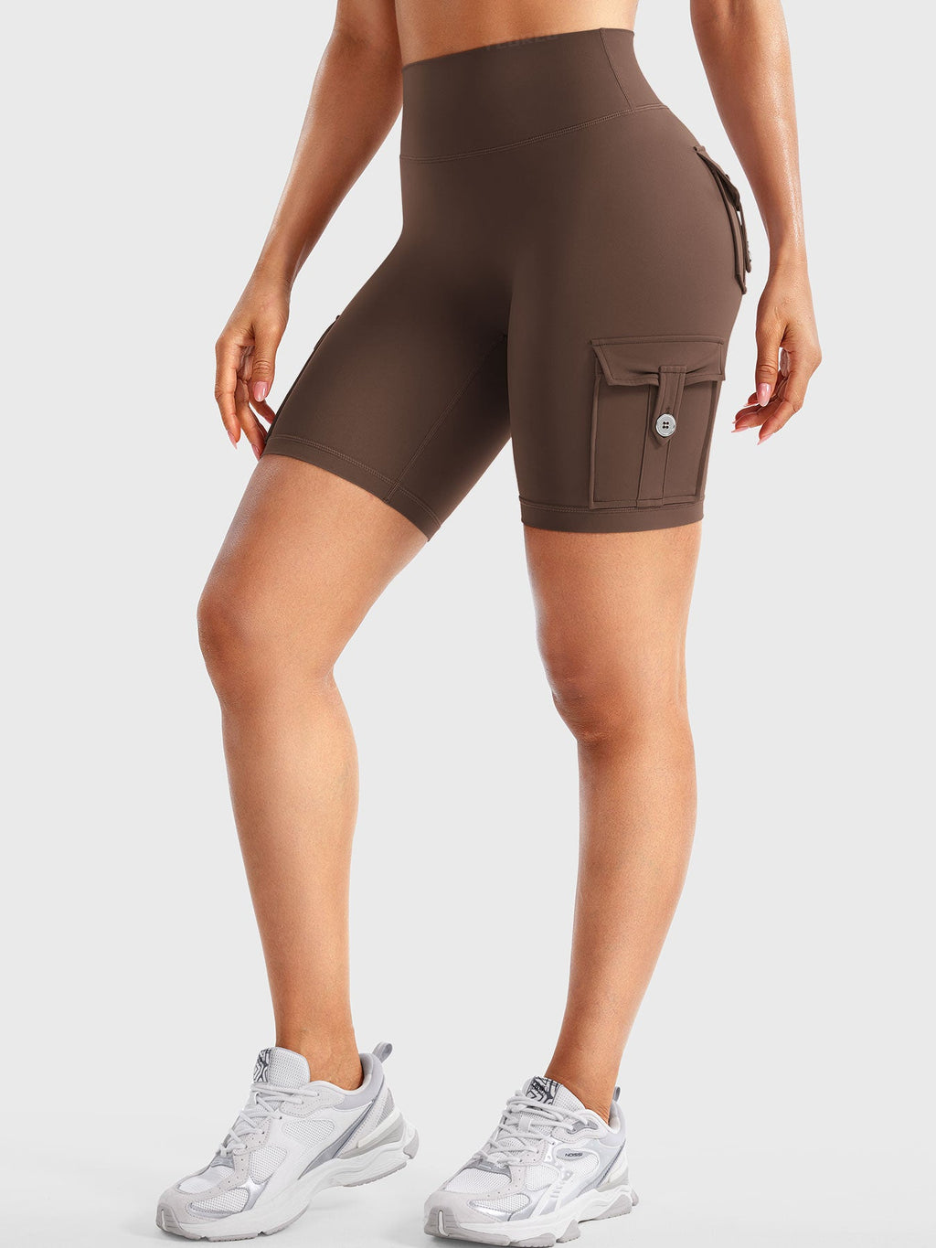 High Waist Cargo Yoga Shorts – Button Pockets, Butt Lift &amp; Ultra-Breathable