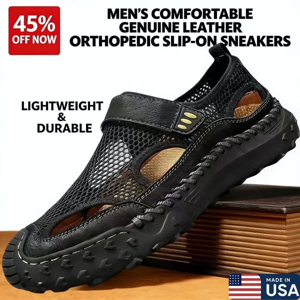 ⏰Last Day! 50% OFF 🔥Men's Handmade Cowhide Breathable Mesh Walking Shoes