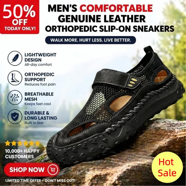 ⏰Last Day! 50% OFF 🔥Men's Handmade Cowhide Breathable Mesh Walking Shoes