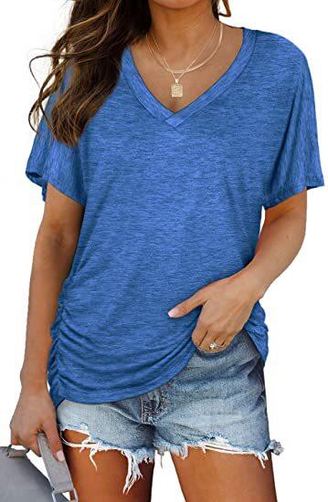 🏷️ 50% OFF SALE |Women's Everyday Comfort Ruched V-Neck T-Shirt