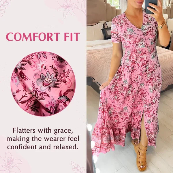Elegant Women's V-Neck Printed Dress