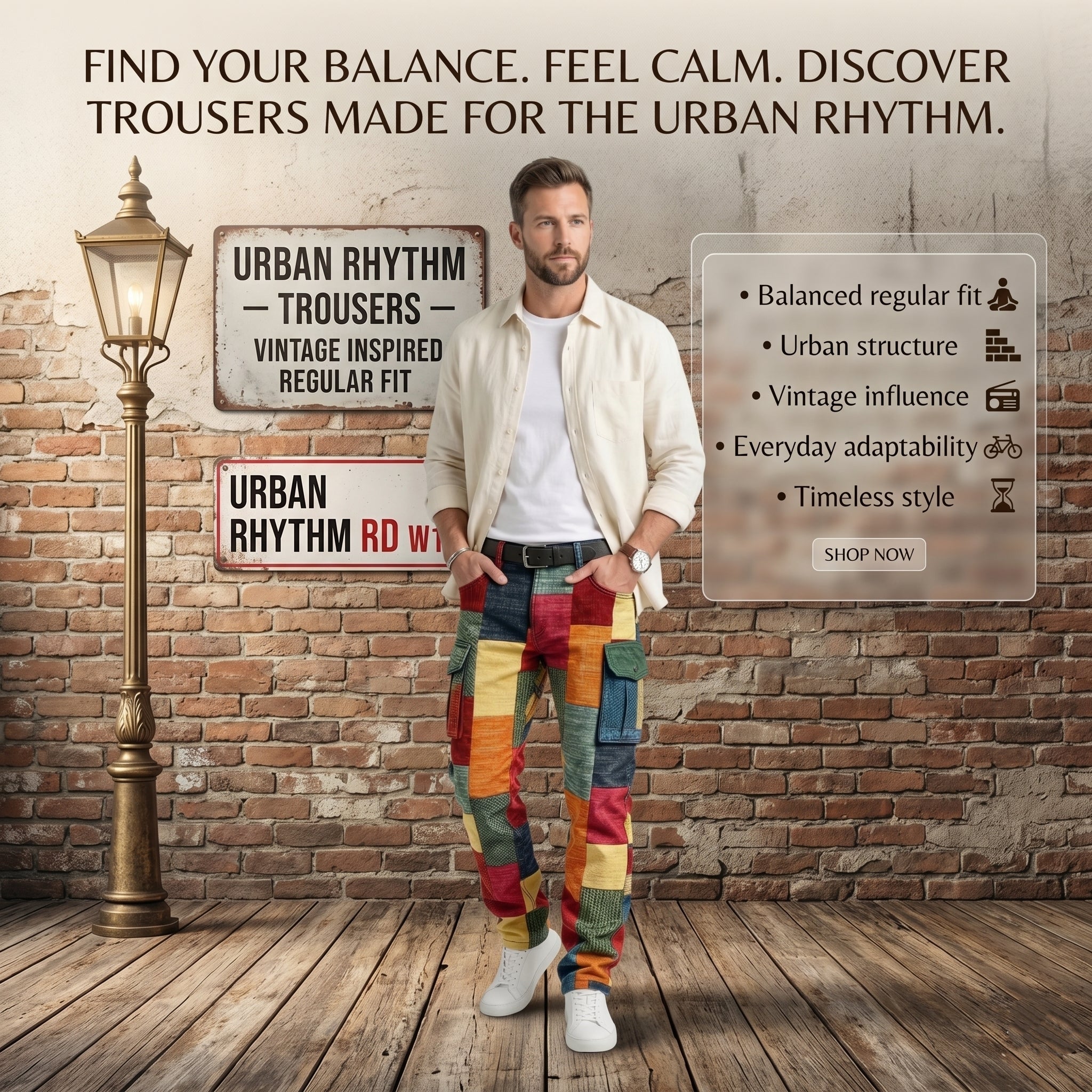 Urban Rhythm Trousers - Vintage Inspired Regular Fit 🏙️