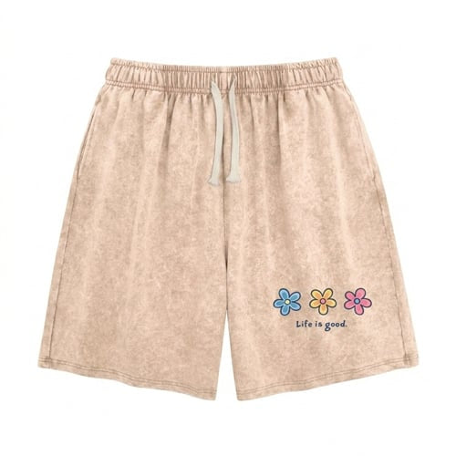 Women's Soft Polyester Blend Washed Floral Shorts, Casual Summer Travel Streetwear Bottoms
