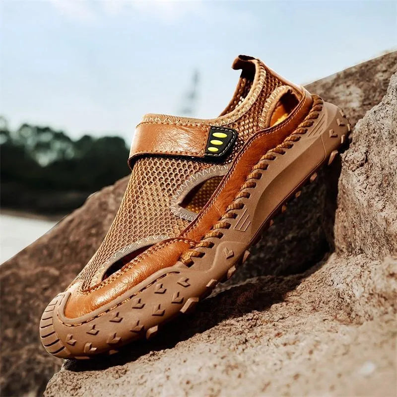 ⏰Last Day! 50% OFF 🔥Men's Handmade Cowhide Breathable Mesh Walking Shoes