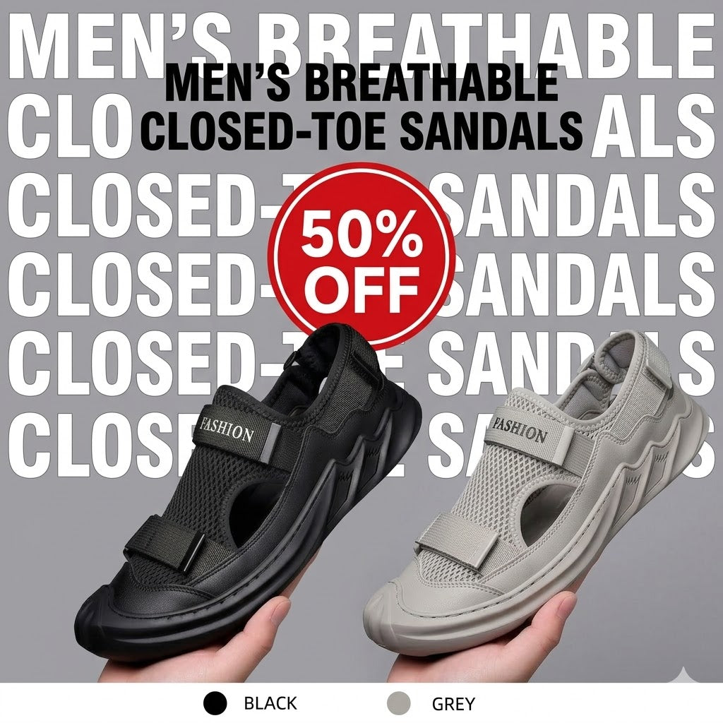 Men's Breathable Closed-Toe Sandals
