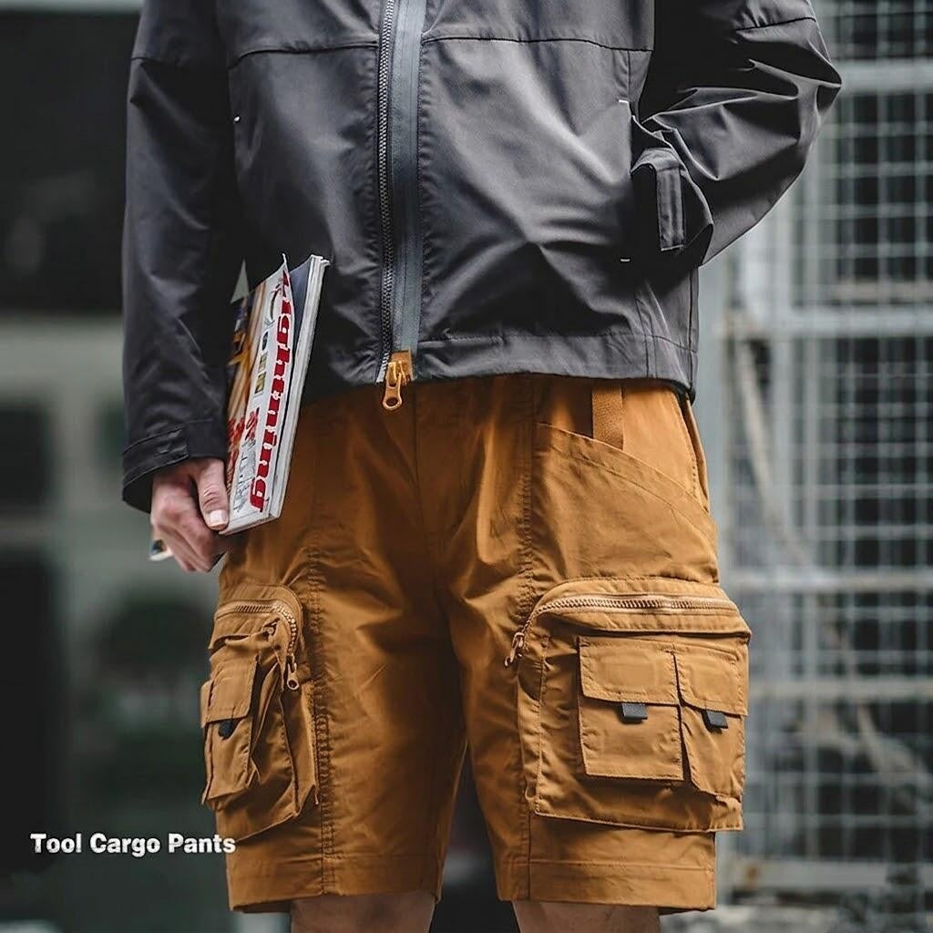 👫 Unisex Retro Multi-Pocket Cargo Shorts 🛠️ - Quick-Dry Tech Fabric 💨 - Vintage Urban Utility Shorts 🛹