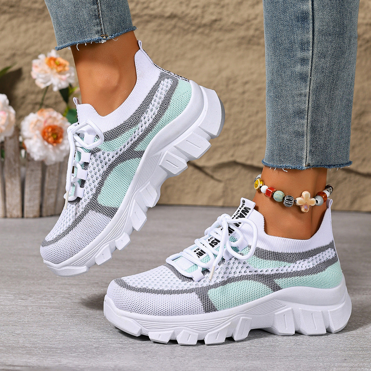 Women's Knit Lightweight Breathable Platform Sneakers