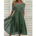 ⚡Hot Sales-50% OFF🔥Elegant Lace Patchwork Chiffon Dress