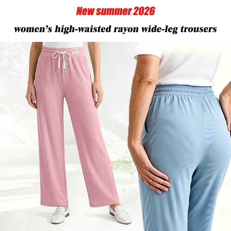 Limited time 50% Off！New summer 2026 women’s high-waisted rayon wide-leg trousers