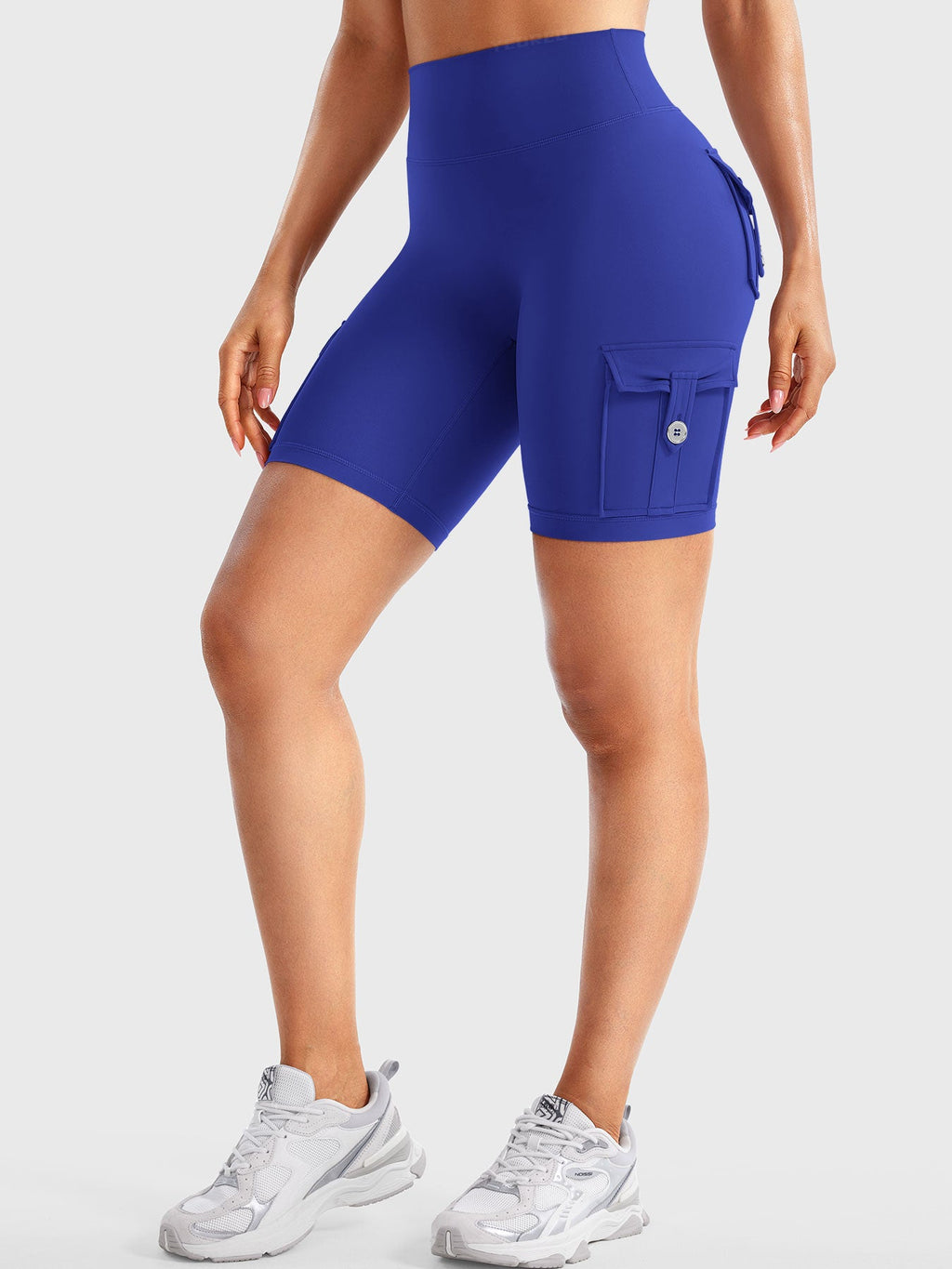 High Waist Cargo Yoga Shorts – Button Pockets, Butt Lift &amp; Ultra-Breathable