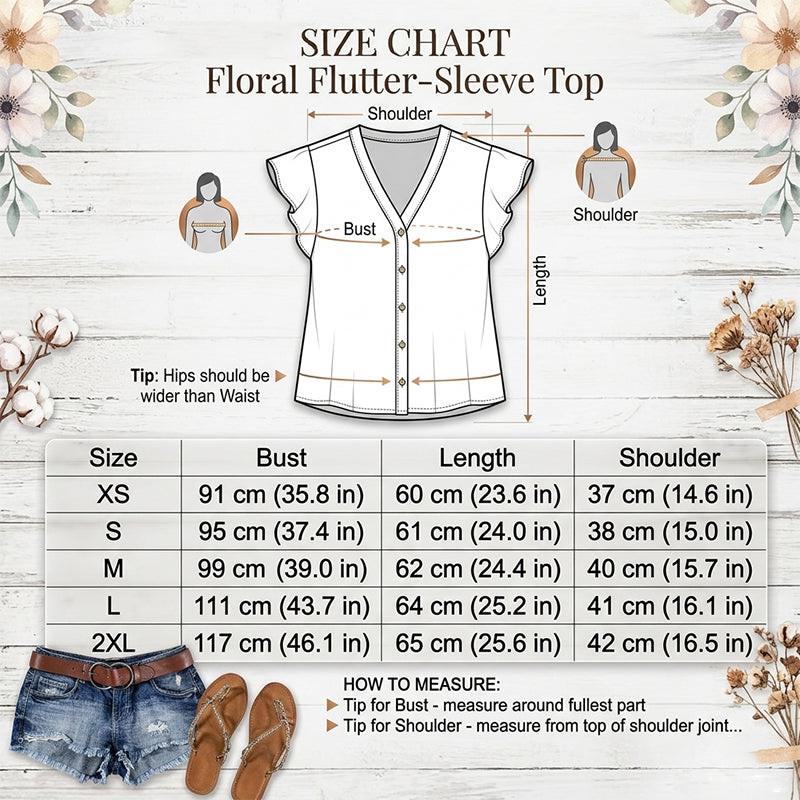 Women's V-Neck Floral Print Button-Down Blouse