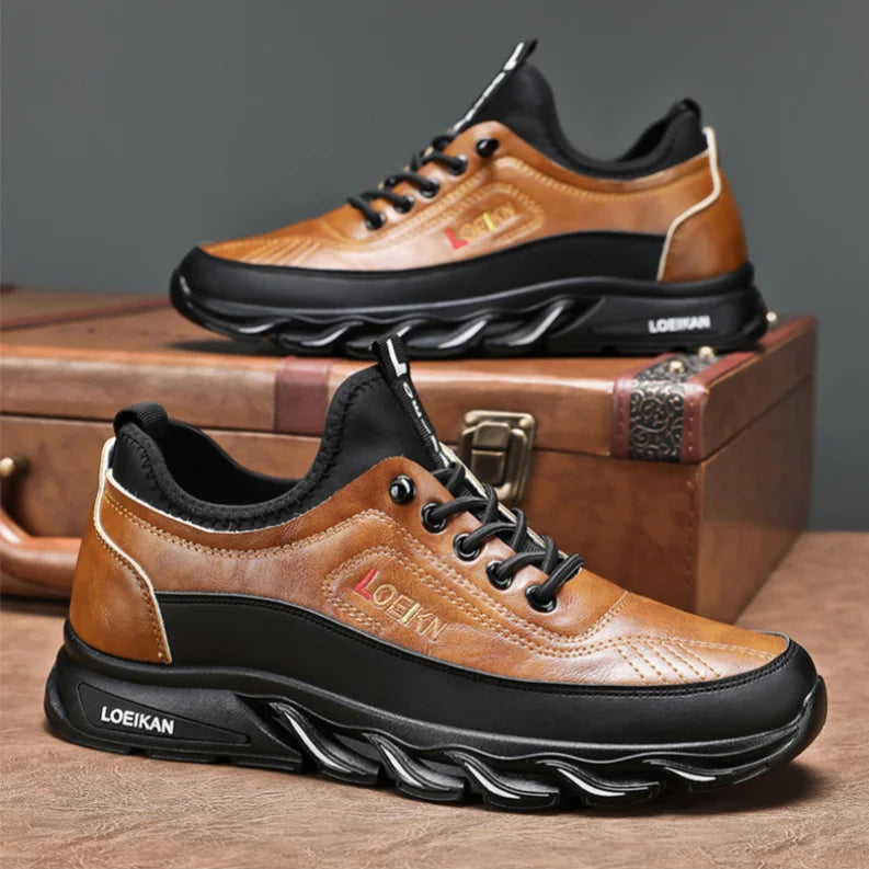 ⏰Limited Time Sale 50% OFF-Men's Casual Fashion Orthopedic Hiking Shoes – Anti-Puncture, Anti-Collision, Non-Slip Arch Support Leather Outdoor Sports Shoes for All-Terrain Performance