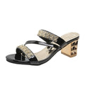 Women's Rhinestone Block Heel Sandals