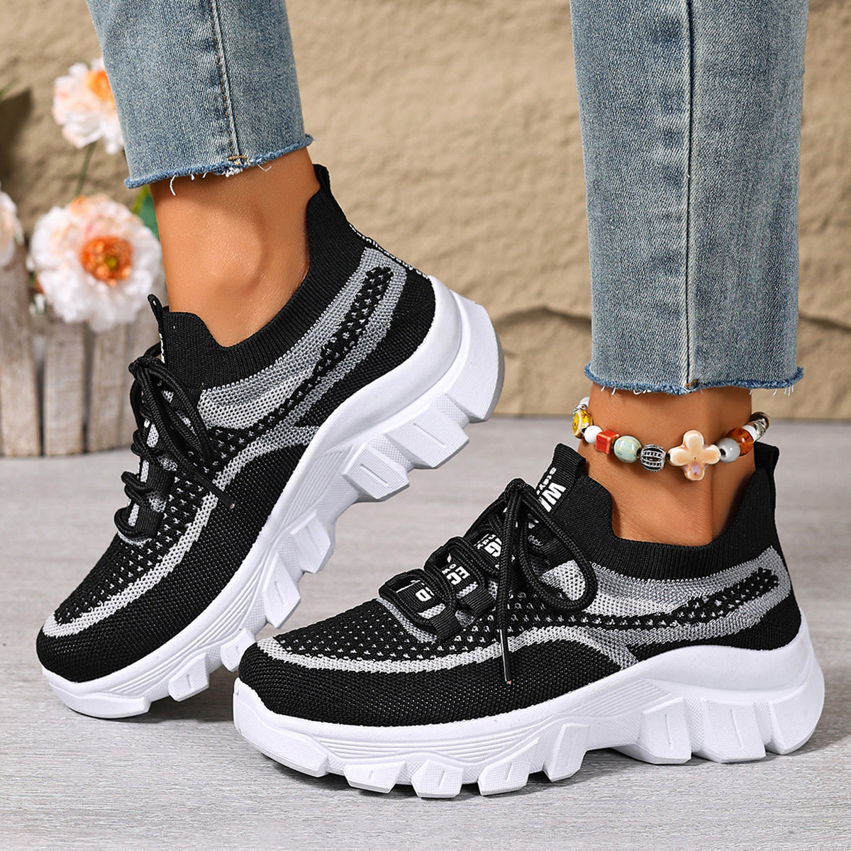 Women's Knit Lightweight Breathable Platform Sneakers