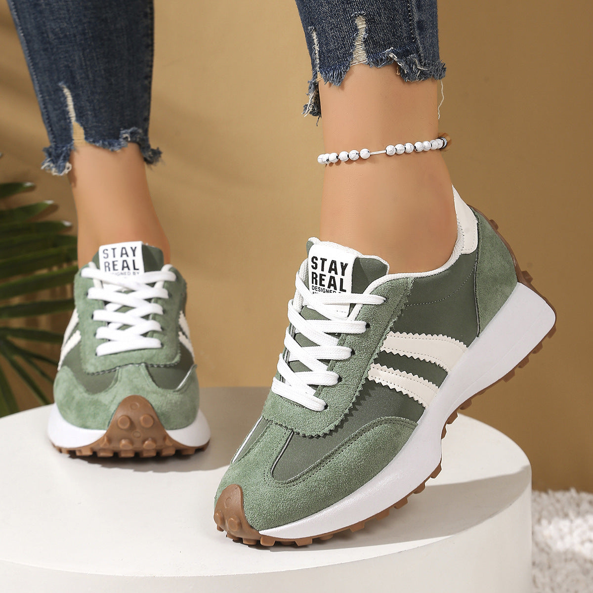 Women's Retro Striped Casual Sneakers