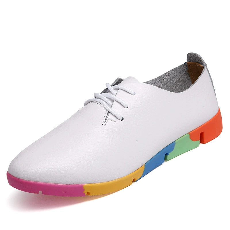 🌈 (50% OFF!) 2026 Women's Genuine Leather Casual Shoes - Breathable Rainbow Sole Loafers - Ultra-Soft & Lightweight Walking Shoes - Size UK 3-10 (EU 35-44)