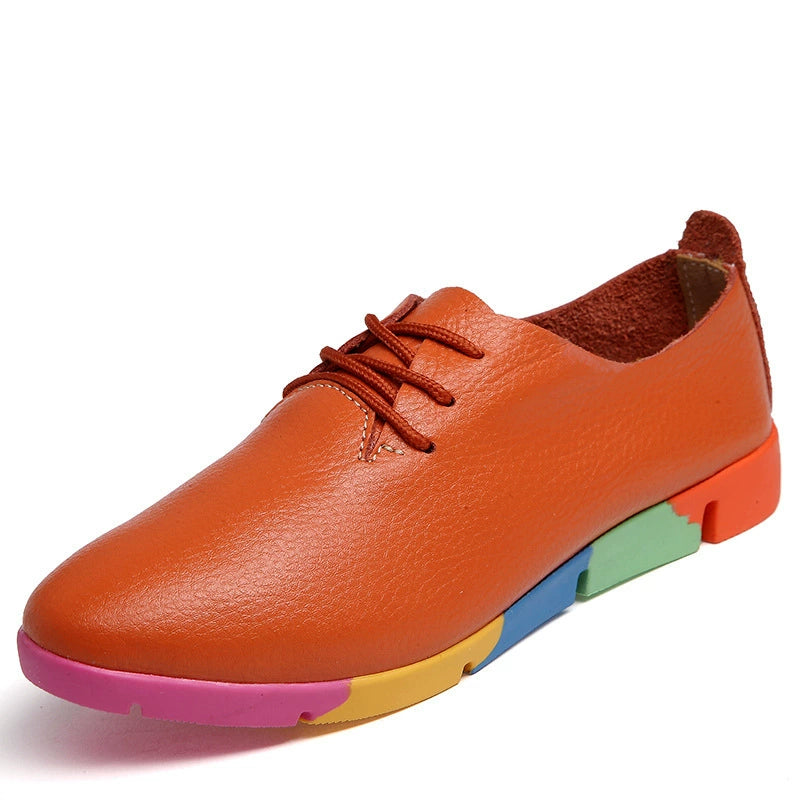 🌈 (50% OFF!) 2026 Women's Genuine Leather Casual Shoes - Breathable Rainbow Sole Loafers - Ultra-Soft & Lightweight Walking Shoes - Size UK 3-10 (EU 35-44)