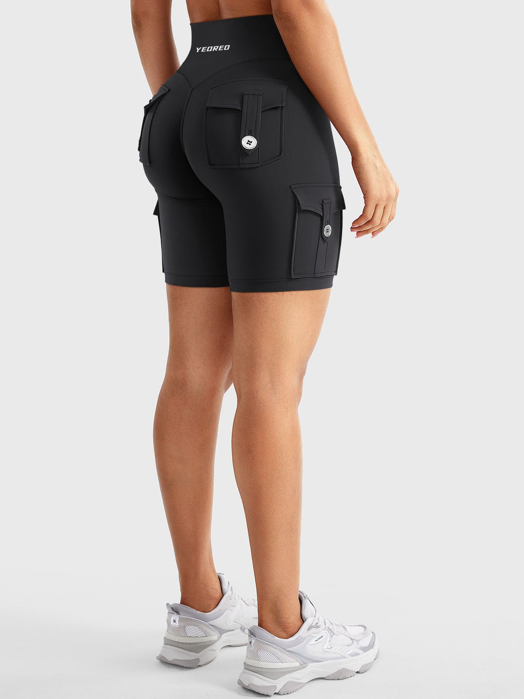 High Waist Cargo Yoga Shorts – Button Pockets, Butt Lift &amp; Ultra-Breathable