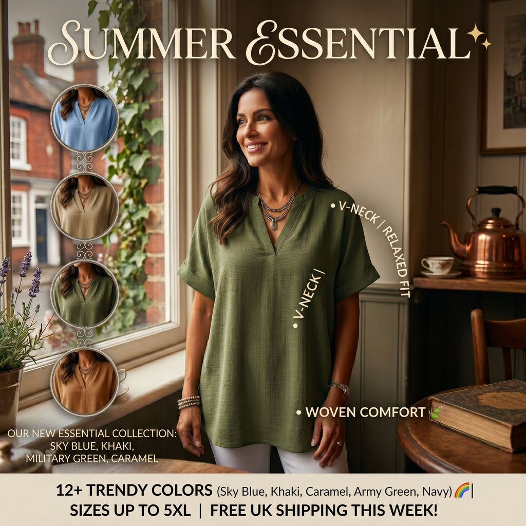 🌿 Effortless Elegance V-Neck Short Sleeve Blouse - Lightweight Comfort for Every Occasion ✨