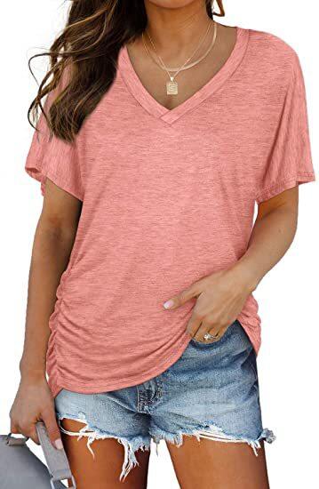 🏷️ 50% OFF SALE |Women's Everyday Comfort Ruched V-Neck T-Shirt