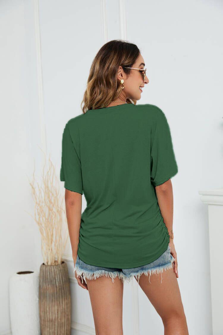 🏷️ 50% OFF SALE |Women's Everyday Comfort Ruched V-Neck T-Shirt