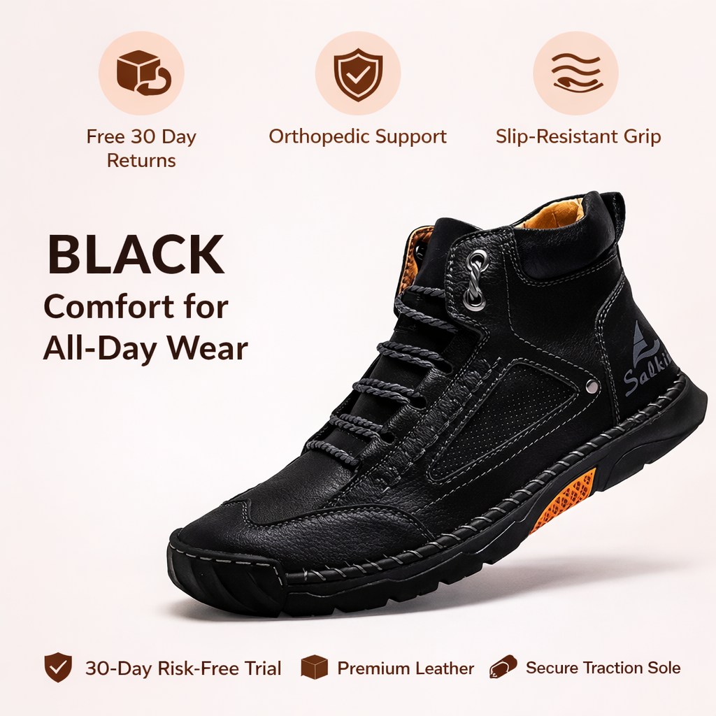 (🎁#1 Best Seller) Men's Comfortable Handmade Leather Boots – Waterproof, Arch Support, Pressure Relief, Spacious Toe Box Outdoor Leather Shoes