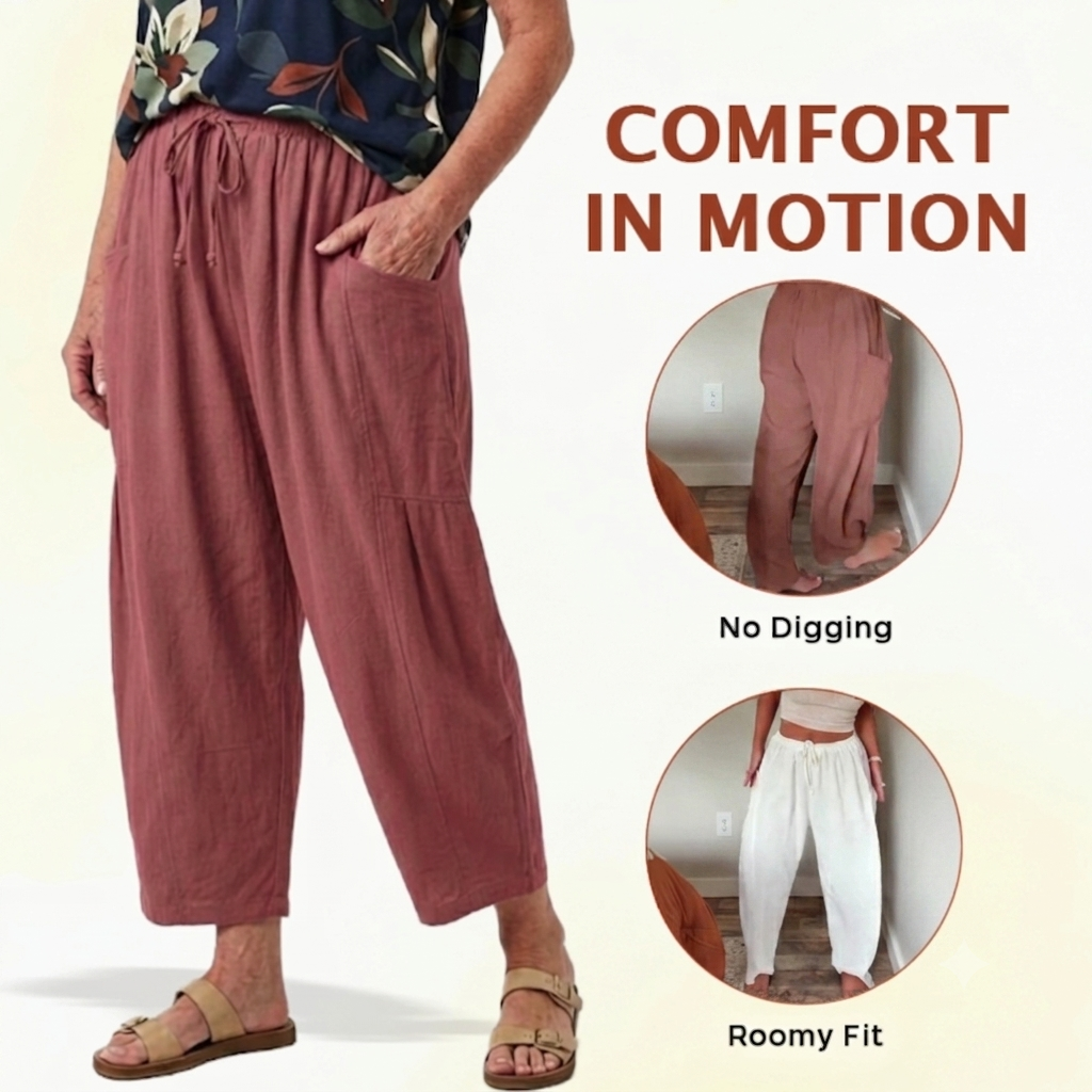 Women Comfort Lightweight Linen Wide Leg Cargo Pants