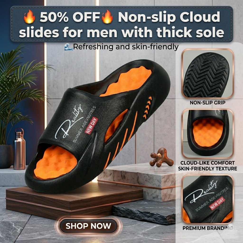 💥50% OFF 🦶Non-slip Cloud slides for men with thick sole🌊Refreshing and skin-friendly