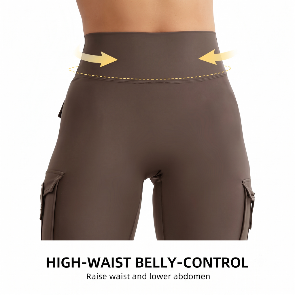High Waist Cargo Yoga Shorts – Button Pockets, Butt Lift &amp; Ultra-Breathable
