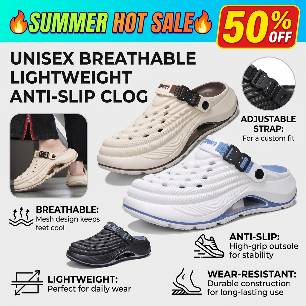 🔥Summer Hot Sale🔥Unisex Breathable Lightweight Anti-Slip Clog