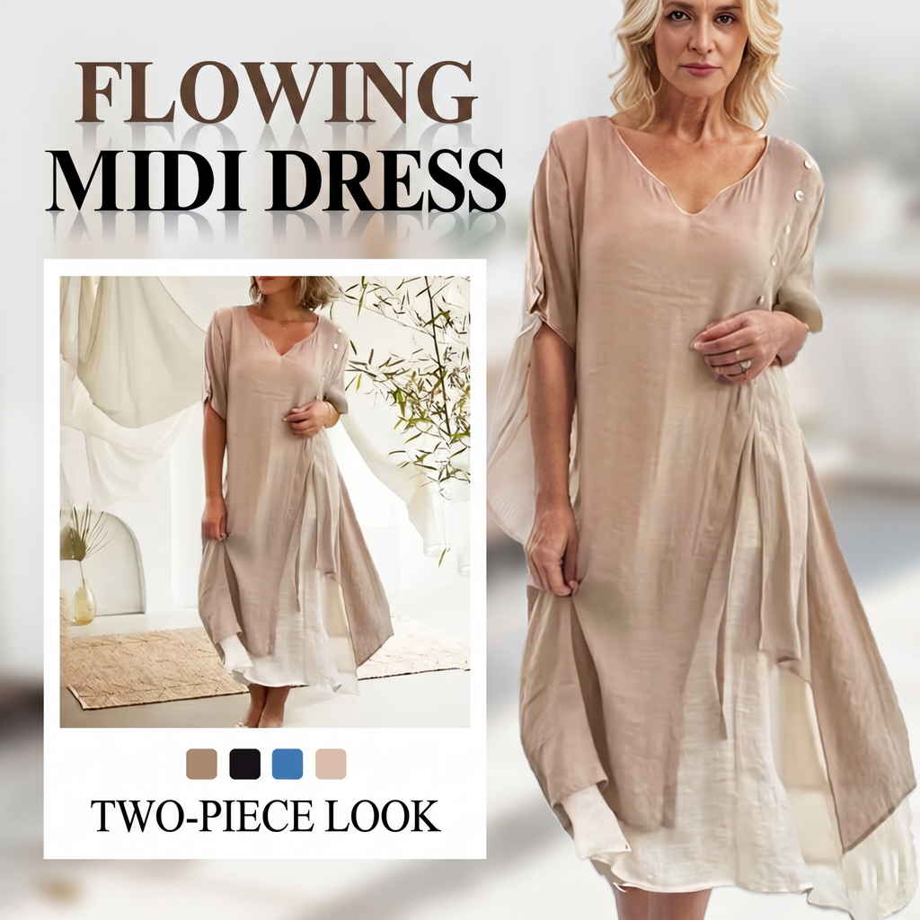 Women's two-piece look floaty midi dress