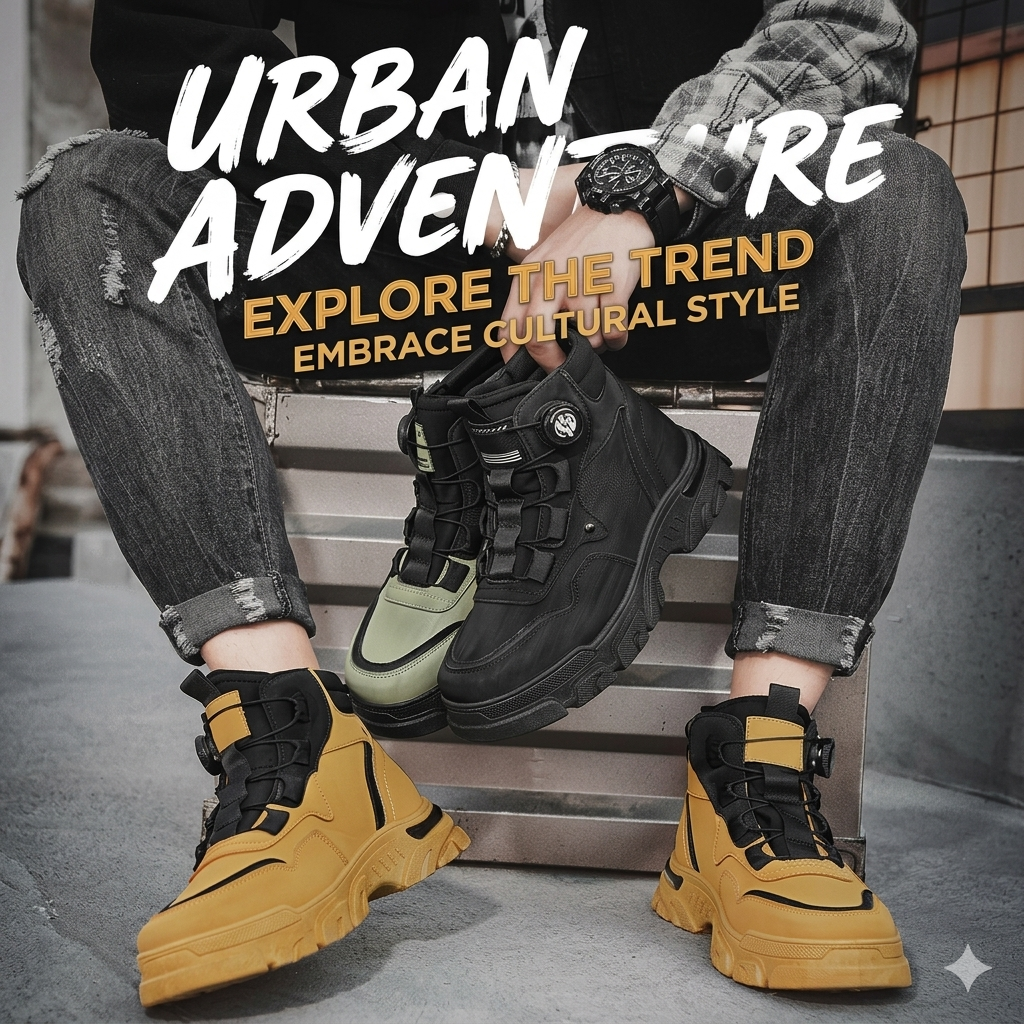 ⏰Men's outdoor swivel buckle work shoes（Waterproof, Anti-slip,Comfortable and Breathable）