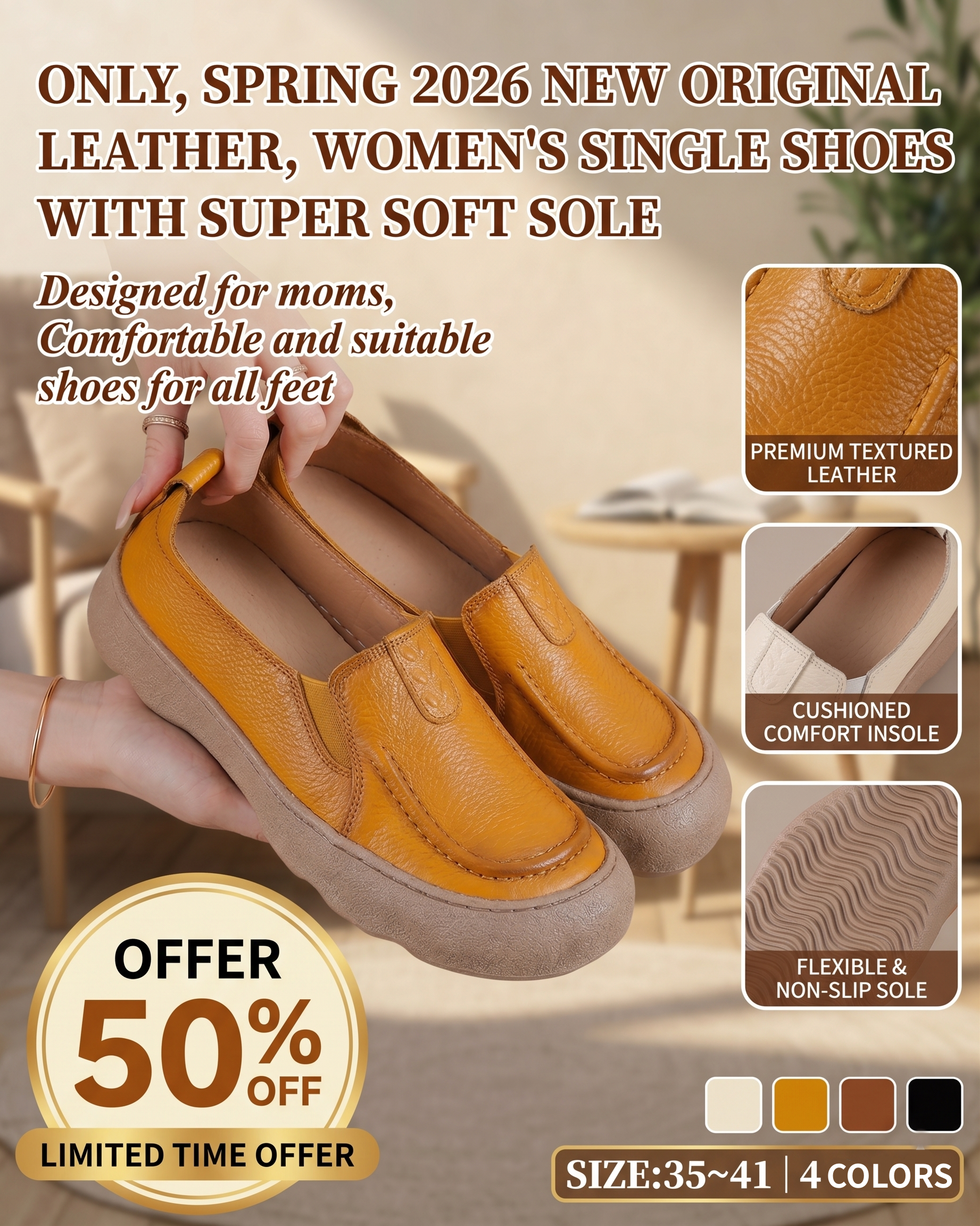🥿🥿Spring 2026 New Original Leather, Women's Single Shoes With a super soft sole