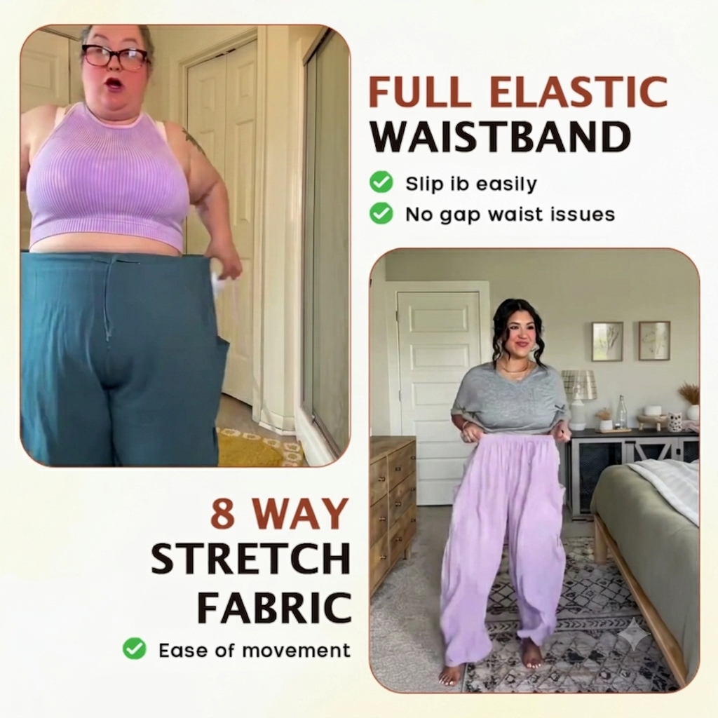 Women Comfort Lightweight Linen Wide Leg Cargo Pants