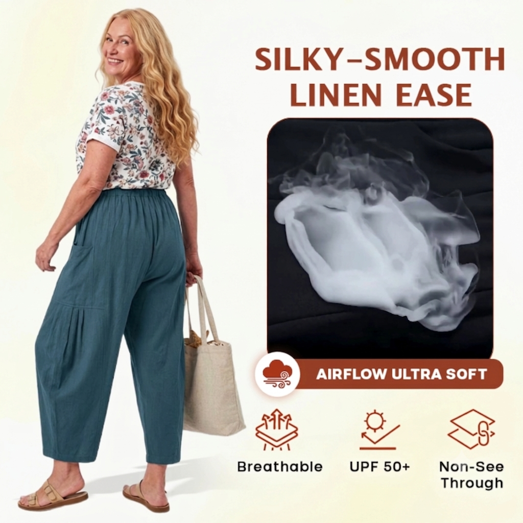 Women Comfort Lightweight Linen Wide Leg Cargo Pants