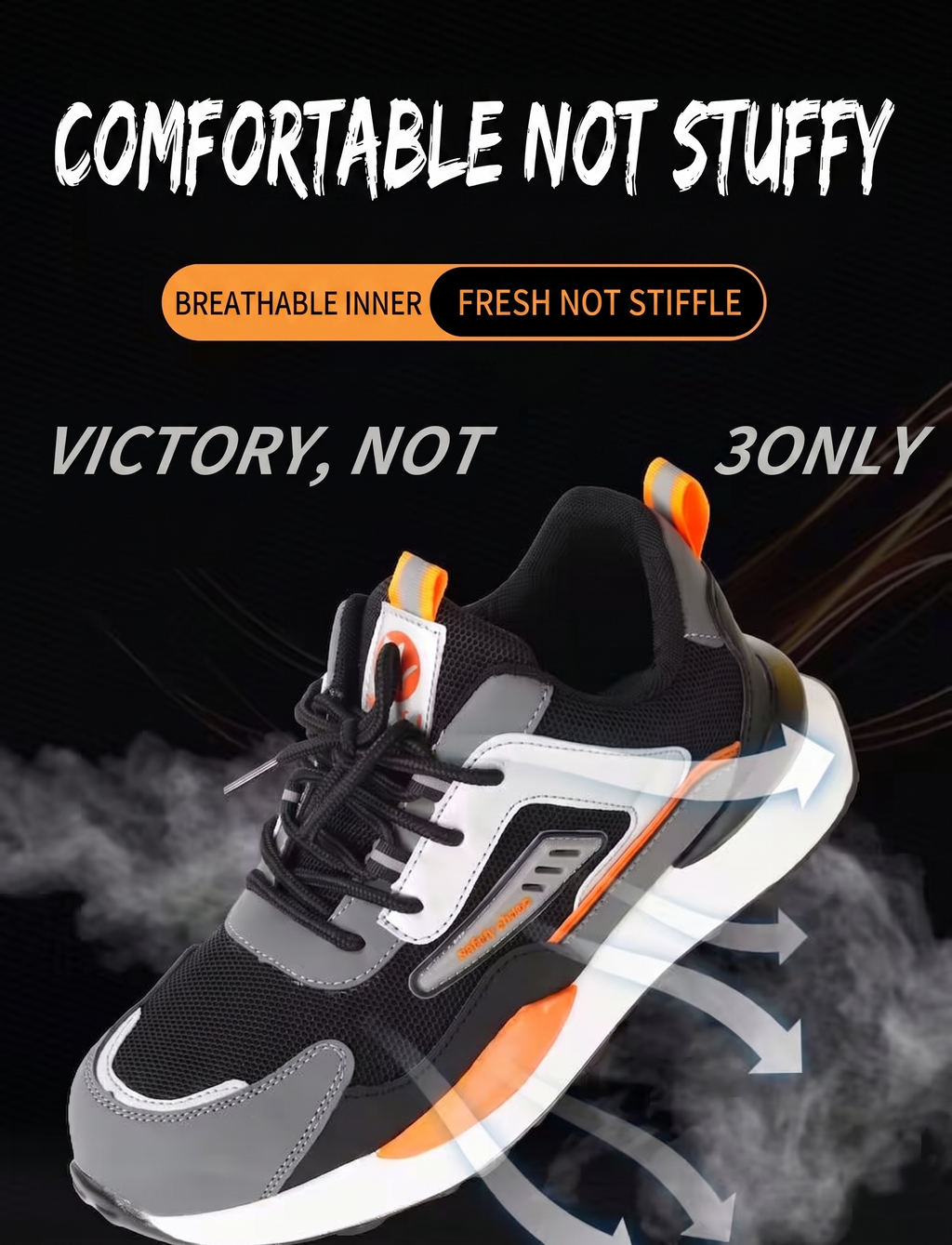 Men's Color-block Lace Up Front Mesh Breathable Safety Shoes, Lightweight Comfortable Anti-slip Work Protective Shoes, Steel Toe Shoes