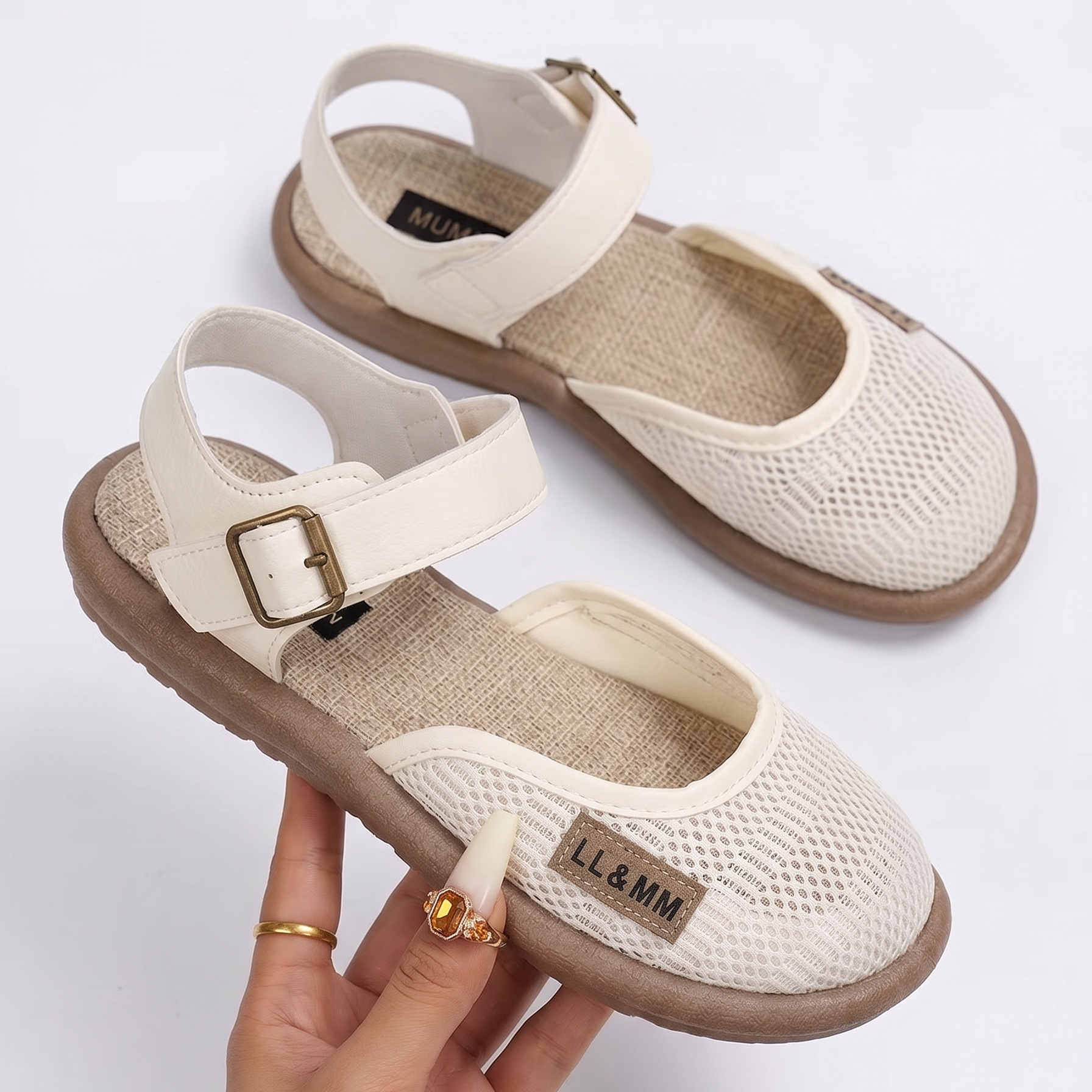 ⏰Limited Time 50% OFF🔥 Women's Breathable Mesh Sandals with Adjustable Ankle Strap, Walking Casual Flat Shoes