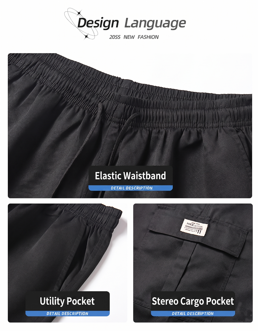 Men’s Summer Quick‑Dry Cargo Shorts  Loose Fit Knee Length
